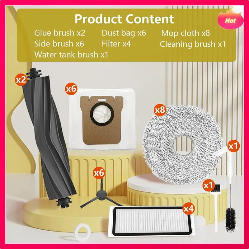 Ad-para dreame bot l30 ultra/l20 ultra/x20 pro/x20 pro plus parte-principal escova lateral mop pano saco de pó filtros caber acessórios