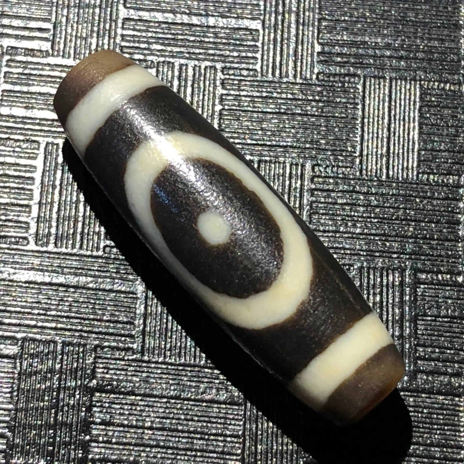 Unique Magic Power Tibetan Old Agate Heaven&Earth 2Eye totem dZi Bead 12*42m