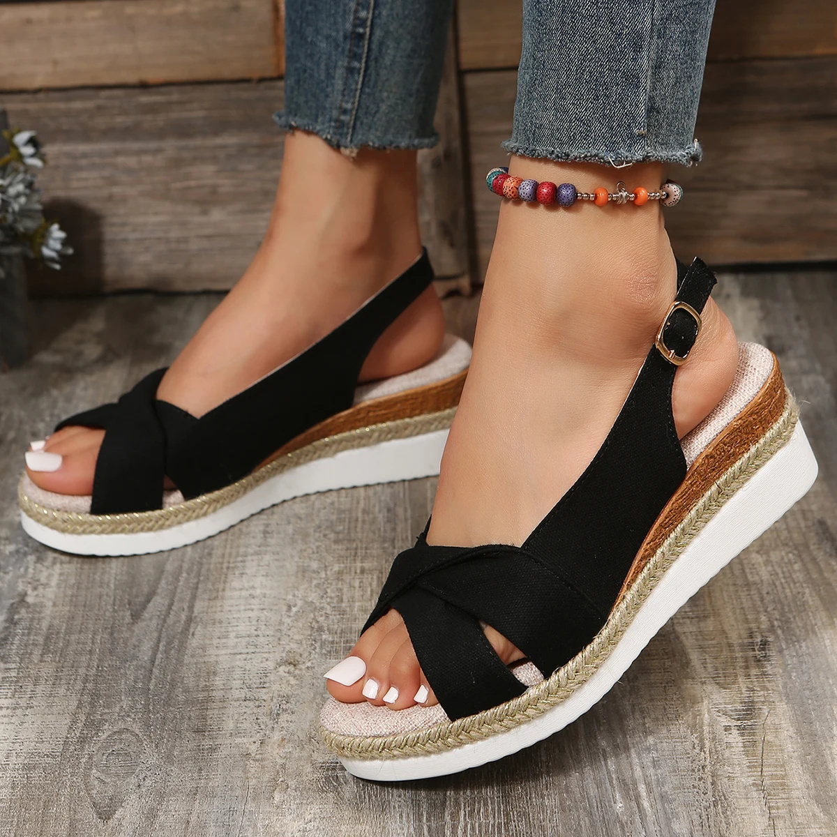 Fashion Peep Toe Wedge Sandals for Women 2023 Summer Lightweight Platform Gladiator Shoes Woman Plus Size Non Slip Beach Sandals