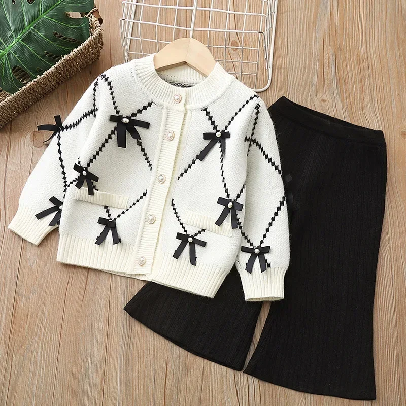 New Sweater Fashion Beautiful Comfort Princess Child Sweater Korean Edition Classic Elegant Bow Soft Open Woolen Sweater  여아가디건