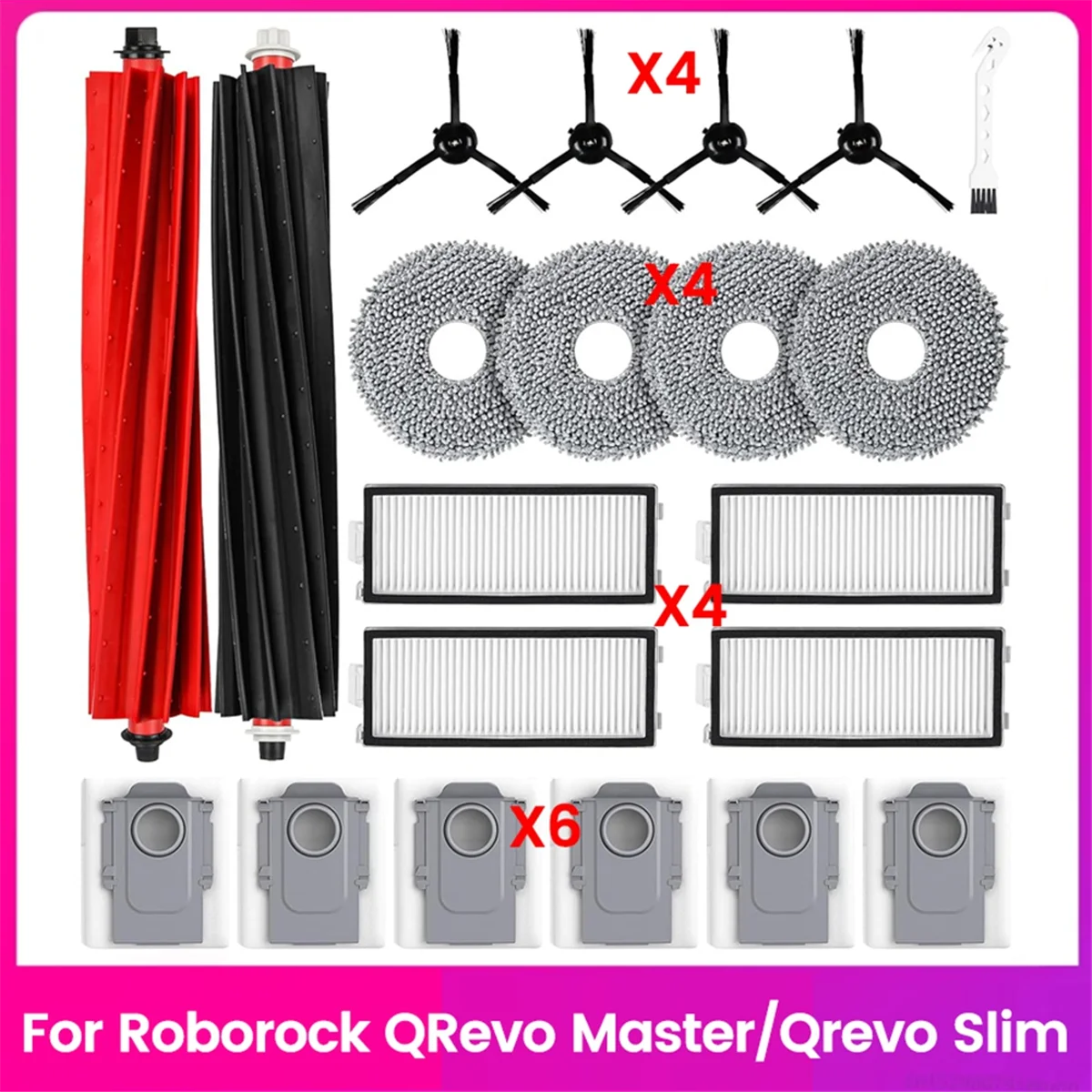 

Hot sale Vacuum Accessories for Qrevo Master/Qrevo Slim Robot Cleaner Parts Main Side Brush Filters Mop Pad Dust Bags