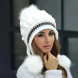 Cozy Knit Beanie with Ear Flaps - Thick, Warm & Adjustable Winter Hat for Women Cute Girls Fashionable Woolen Hat