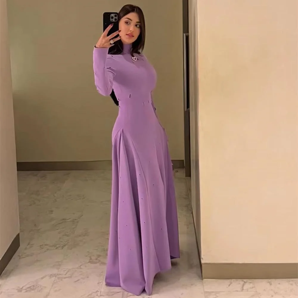 Vestido de noche exquisito personalizado de manga larga, encantador vestido de fiesta Sexy con volantes, vestido de fiesta elegante con pliegues, vestido de fiesta