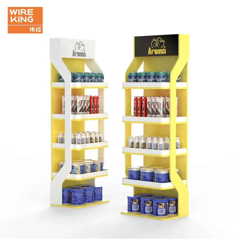 

Индивидуальные металлические стеллажи для демонстрации снеков, портативные витрины для супермаркетов, стеллажи для демонстрации чипсов, напитков и закусок.