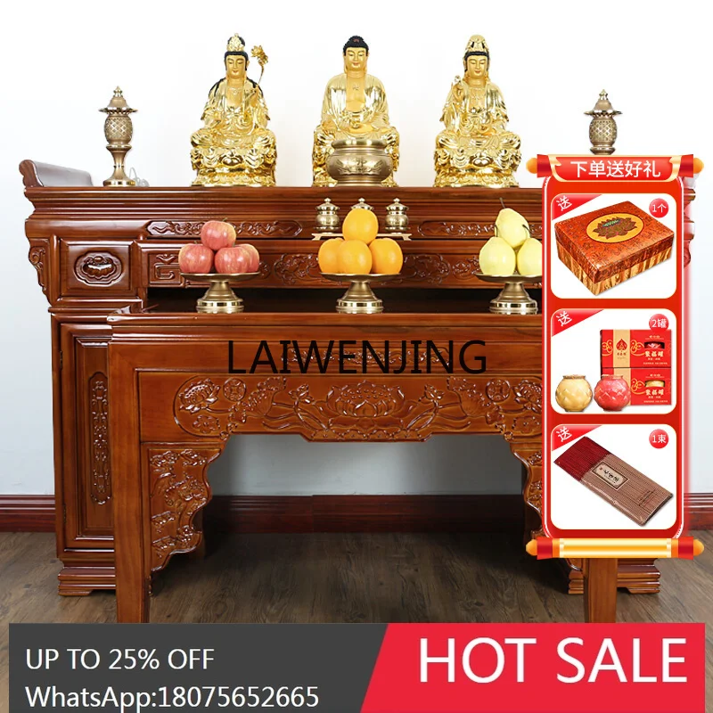 solid wood Buddha table for Taiwan household economical shrine rural Zhongtang God of Wealth offering platform