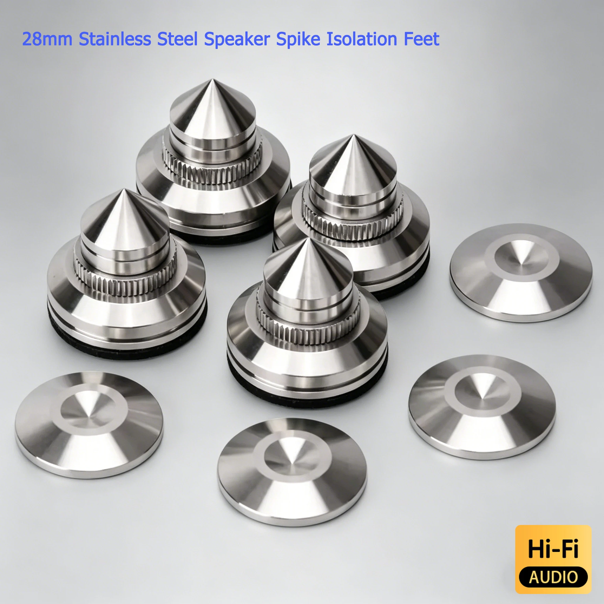 4PCS 28mm Adjustable Stainless Steel Speaker Spike Turntable Isolation Feet Pad Floor Protector For Audio Speaker Amplifiers