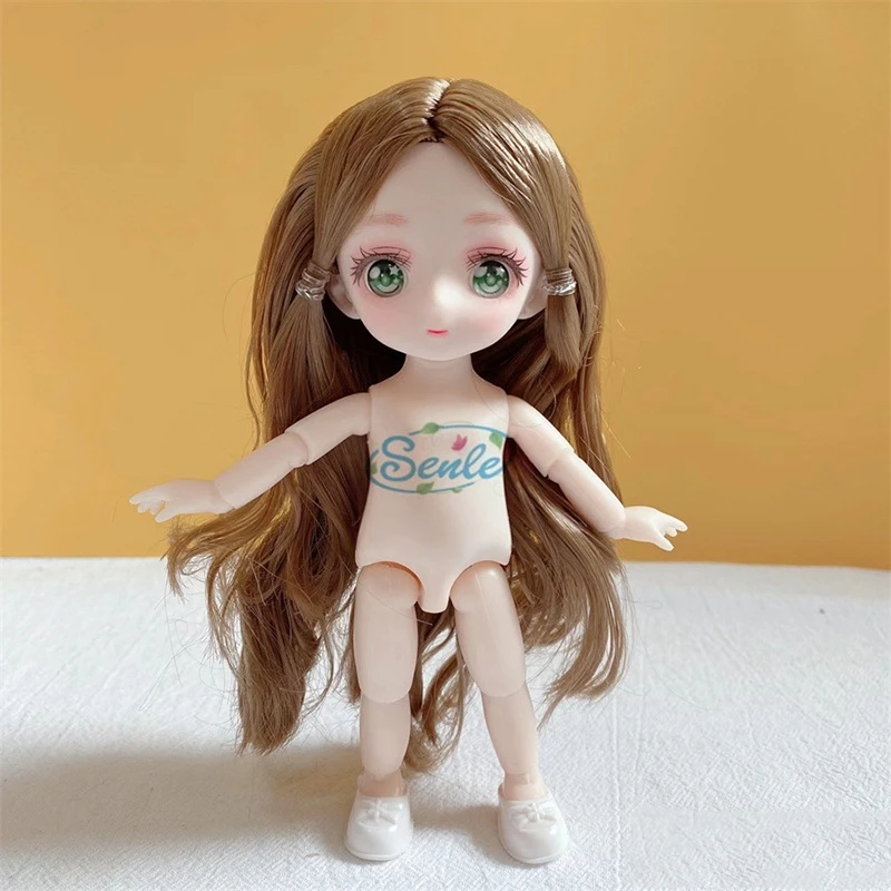 1/8 BJD 인형 관절 가동 인형, 멀티 컬러 헤어, 귀여운 인형, 어린이 소녀 장난감 선물, 17cm