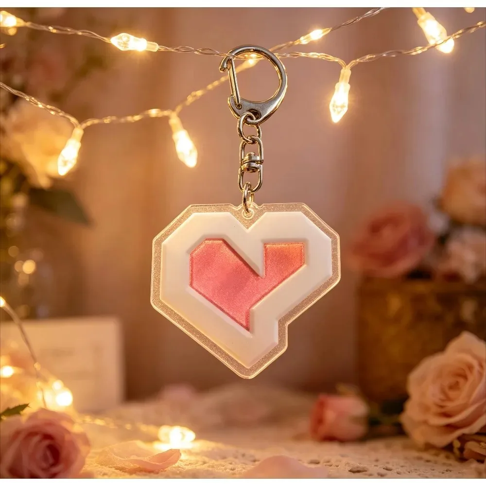 Cute Red Peach Heart Stainless Bag Birthday Acrylic Love Keychain Trendy Car Hanging Simple Keyring Fashion Girlfriend Gift