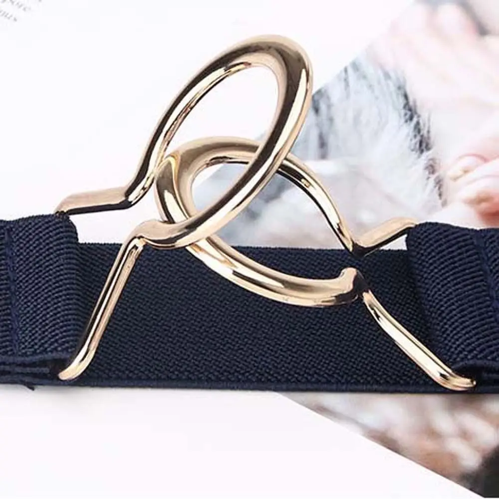 Vintage Geometric Double Circle Solid Color Knot Women Waistband Female Waist Strap Gold Round Buckle Belt Elastic Waist Belt