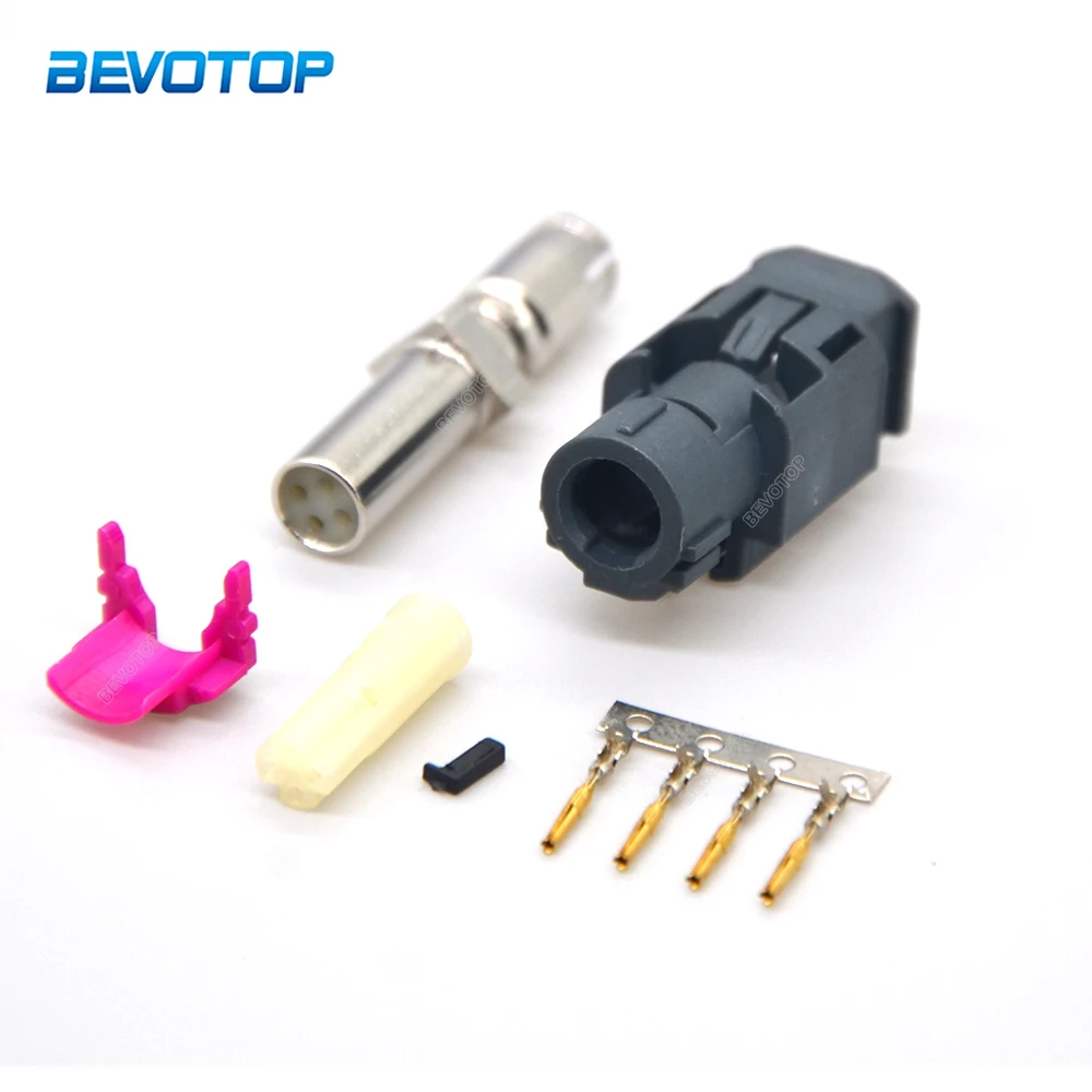 BEVOTOP Car Vihicle Fakra HSD LVDS 4 Pin Connector Code G Straight Female Crimp Dacar 535 4 Core Coaxial Cable ​