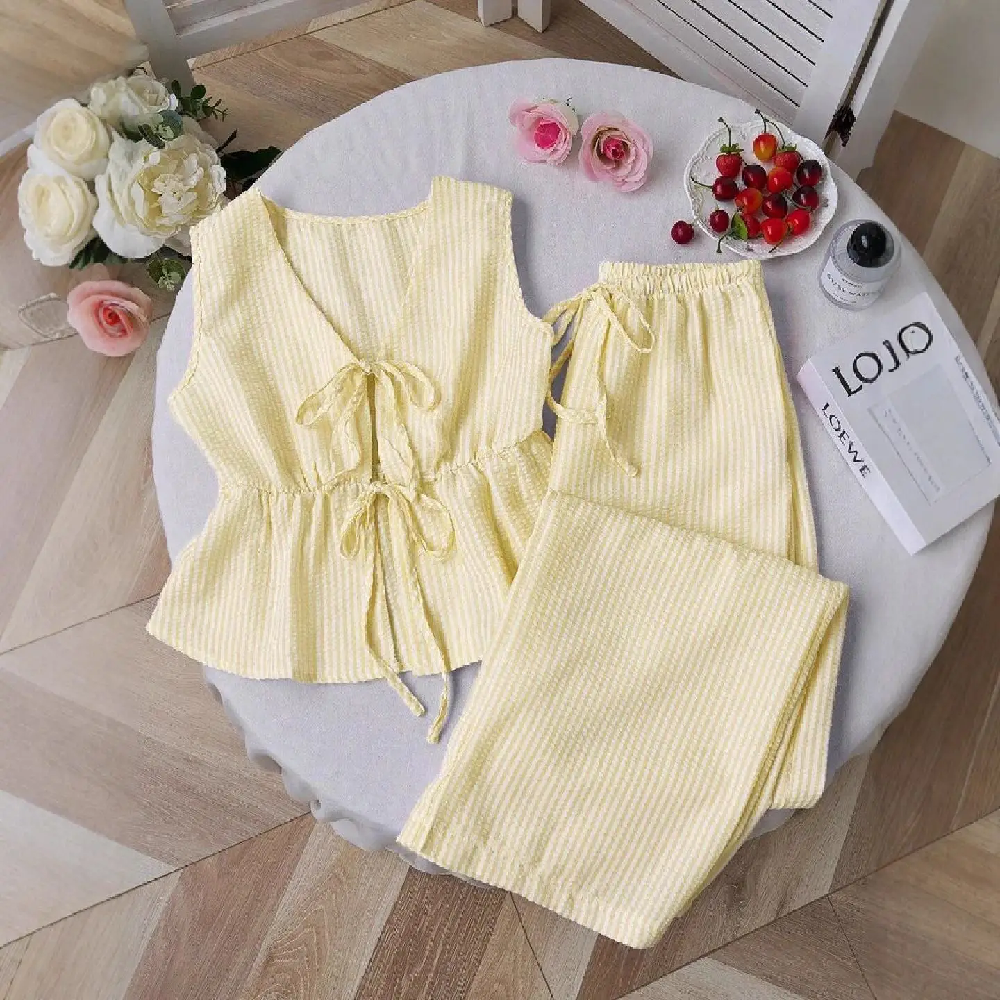 Striped Suit Vest And Pants Set Women's Fashion Spring 2026 No Brand Label Customizable Work Uniform Student School Uniform