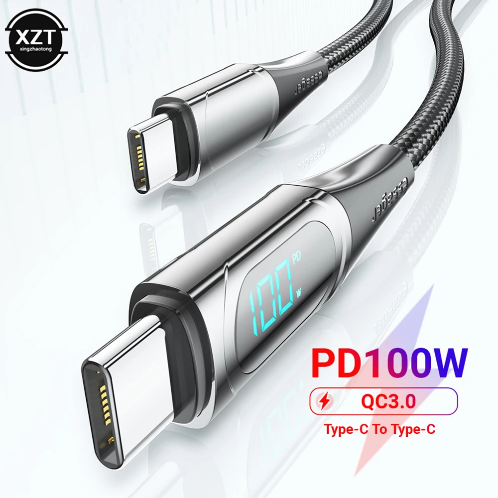 

USB Type C to Type C Cable 100W/5A PD Fast Charging Charger Wire Cord For Macbook Xiaomi Samsung Type-C USBC Cable 2M