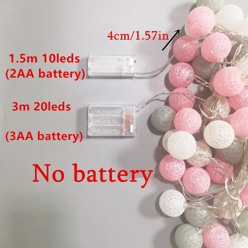 10/20LED القطن الكرة أكاليل الجنية أضواء سلسلة زينة عيد الميلاد في الهواء الطلق نافيداد مصابيح حديقة أكاليل الشوارع هدايا السنة الجديدة