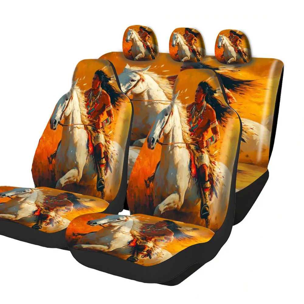 Spill & Stain Solution Native Riding Horse Festival Front 2 Rear 3 Seats Cover Premium Fit Most Vehicles Comfortable Breathable