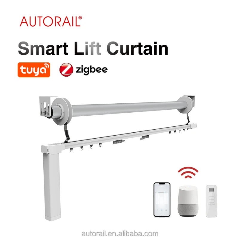 Sistem Pengangkat Tirai Motorisasi Nirkabel Siap Pakai TUYA Smart Curtain Track