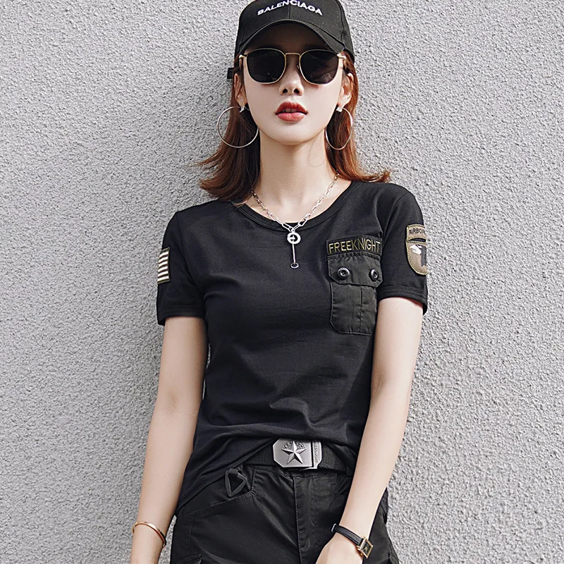 New Summer Women Military Tactical T-shirt Cotton Short-sleeved Casual Camouflage T-shirts