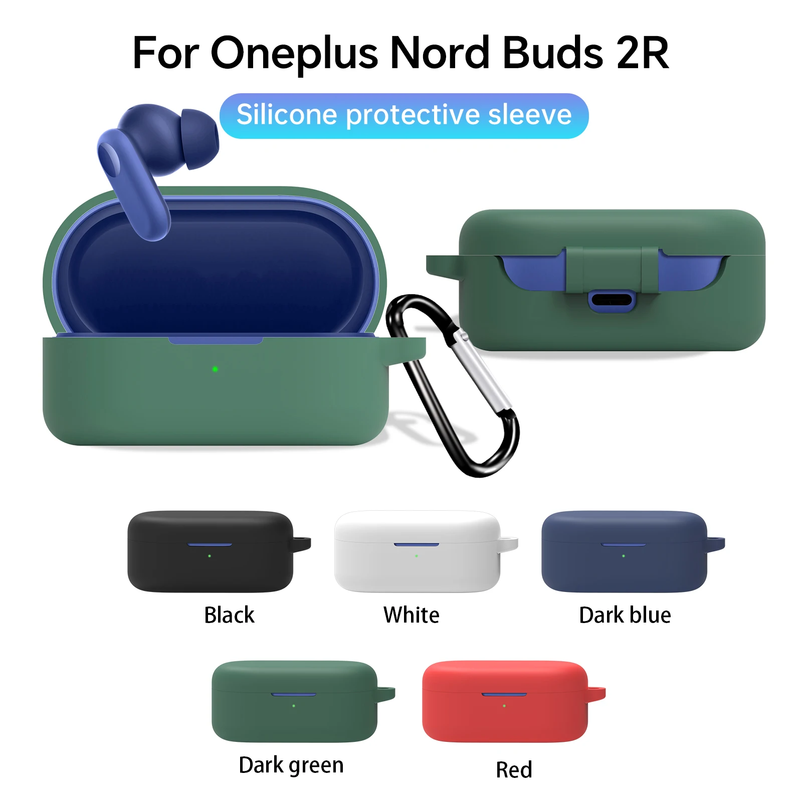 for OnePlus Buds 2R Case Silicone Earphone Cover Shockproof With Hook Protective Covers Cases