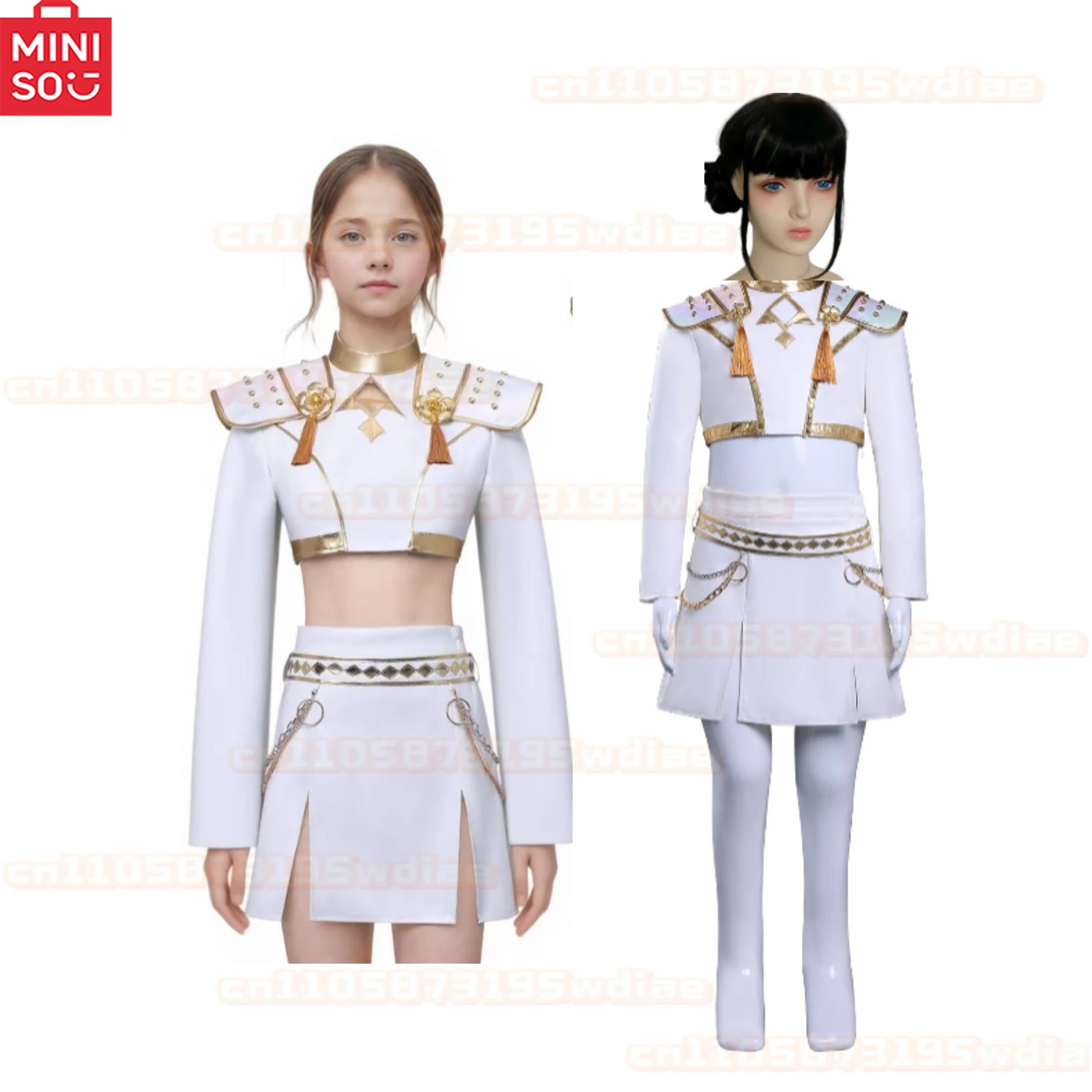 

MINISO KPop Demon Hunters Anime Rumi Zoey Mira Cosplay Costume Jacket Shorts Skirt Pants Man Halloween Costume for kids