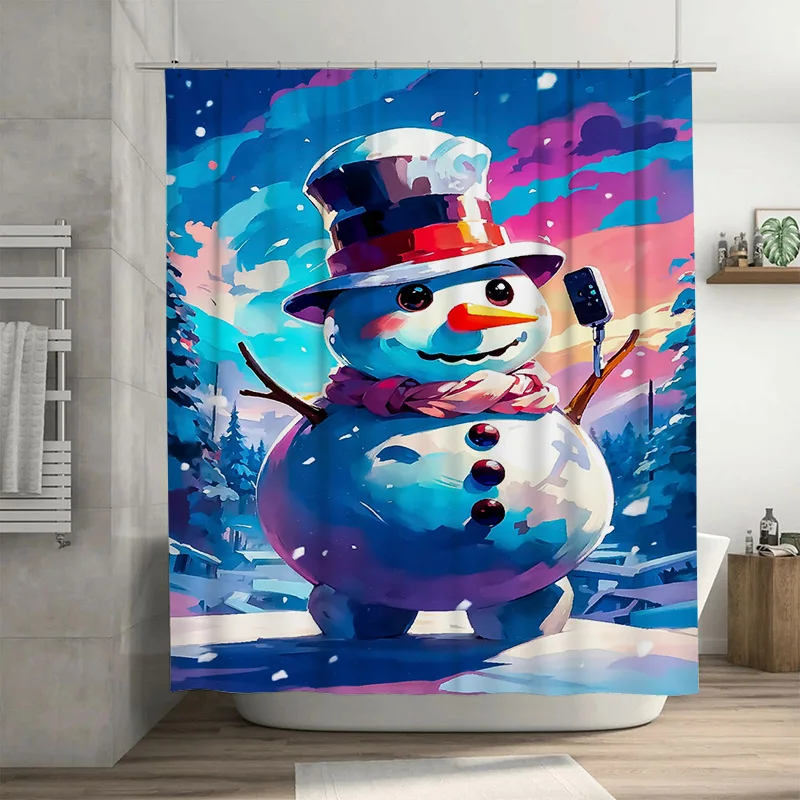 

Tuniu Химерный Снеговик Зимний Лес Занавеска Для Душа Милый Праздничный Праздничный Декор Для Ванной Комнаты