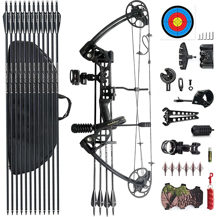 

Compound Bow Draw Weight 0-70 Lbs for Pull Beginner and Intermediate Archer Fully Adjustable 19.25"-31" with All Accessories up