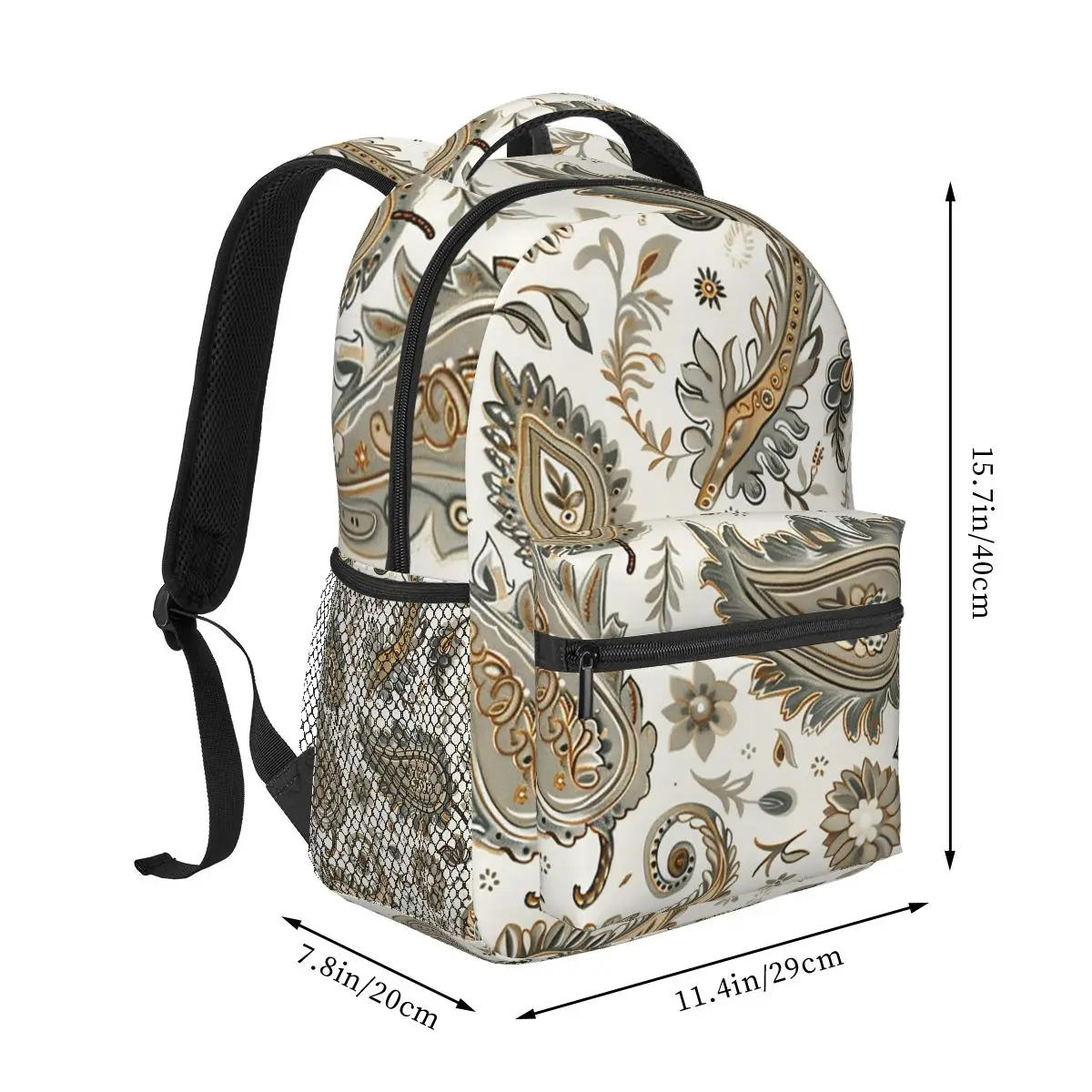 Paisley White Brown Blue Decorative Backpack Hot Sale Daypack Large Capacity Kids BookBag School Bag Shoulder Bags for Men Women