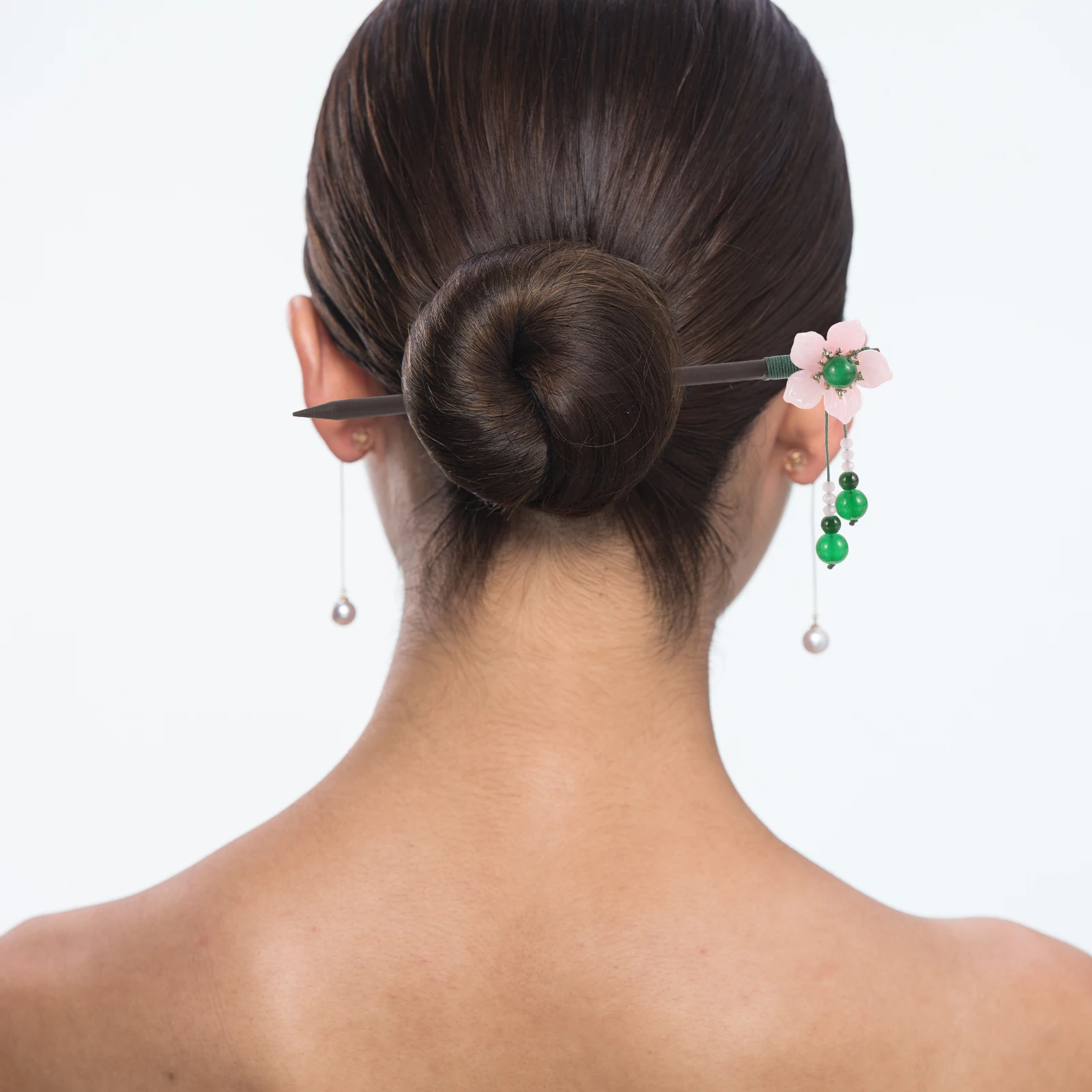 

Retro Hairpin Green Beads Durable Hairstyle Accessories Cosplay Party Bun Chopstick Women