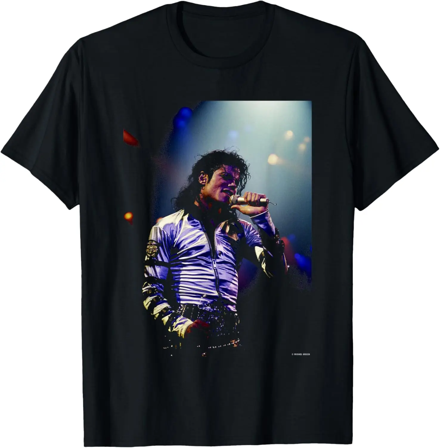 Jackson Bad Tour Live LA By Michael Grecco T-Shirt Unisex Pure Cotton Short-Sleeve Tee – Comfortable, Soft, Quick-Drying, and Suitable for Casual, Sports, and Outdoor Activities (Crew Neck)