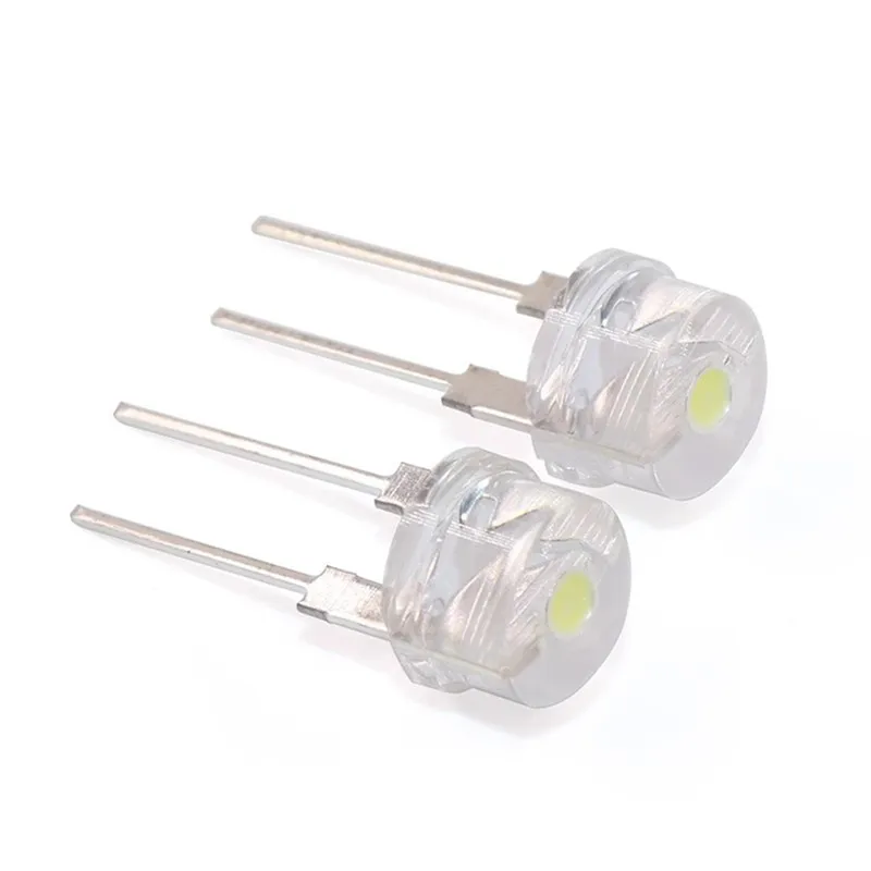 100PCS LED medium power 8MM straw hat green light 0.5W pure green F8LED lamp bead bright astigmatism high power