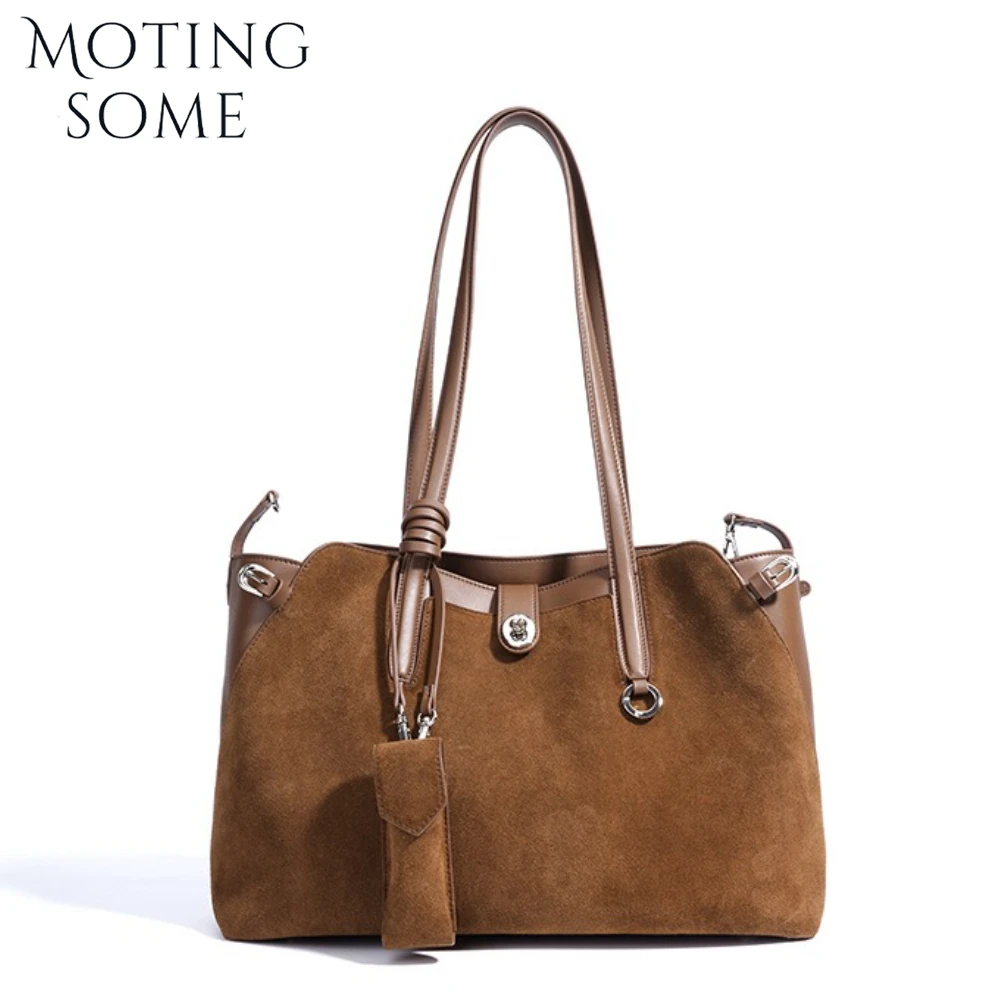 

motingsome 2025 new in handbag women autumn suede handbags large capacity travel bags niche versatile document shoulder tote