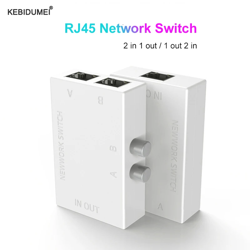 RJ45 Network Switch 2 Port LAN Ethernet Network Box Switcher RJ45 Splitter Dual 2 Way Port Manual Sharing Switch Adapter