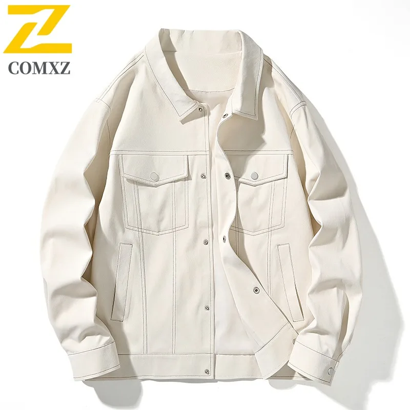 

COMXZ Men Jacket American Vintage Lightweight Windproof Outdoor Hiking Travel Denim Jacket Casual Minimalist Trendy Outerwear