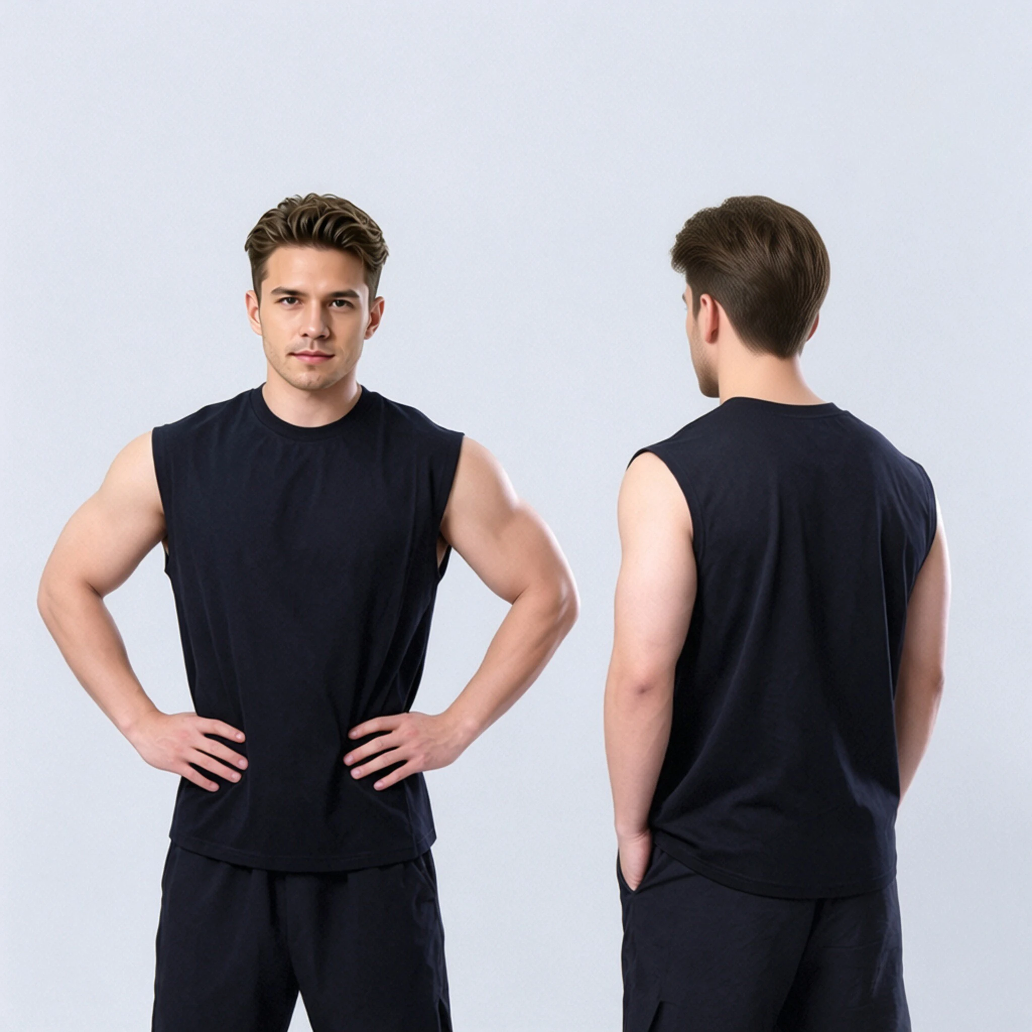 Men's summer vest new sleeveless comfortable casual loose solid color, Sorona cool fabric