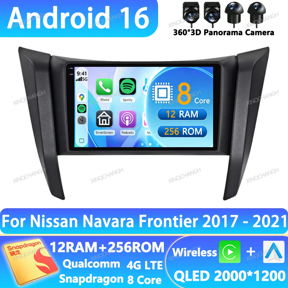 Radio para Auto Android 16 para Nissan NAVARA Frontier NP300 2011-2018, Navegación QLED, Unidad Principal 4G WIFI 2DIN, Reproductor Multimedia de Video