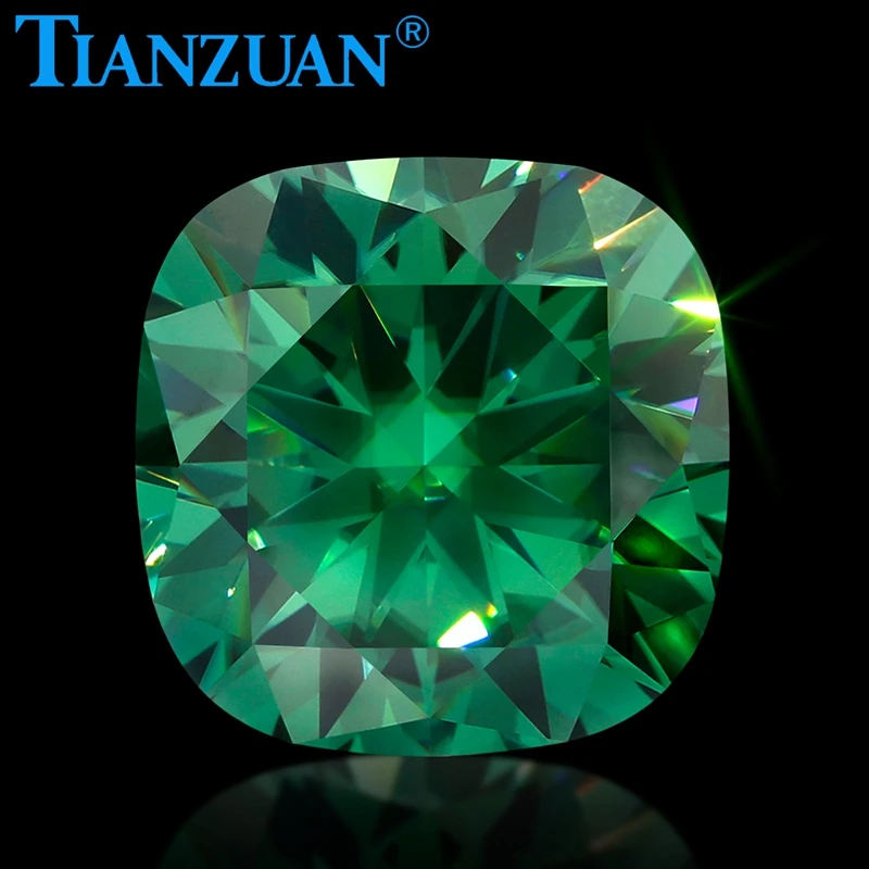 5mm-11mm green color cushion shape dia mond cut Sic material moissanites loose gem stone