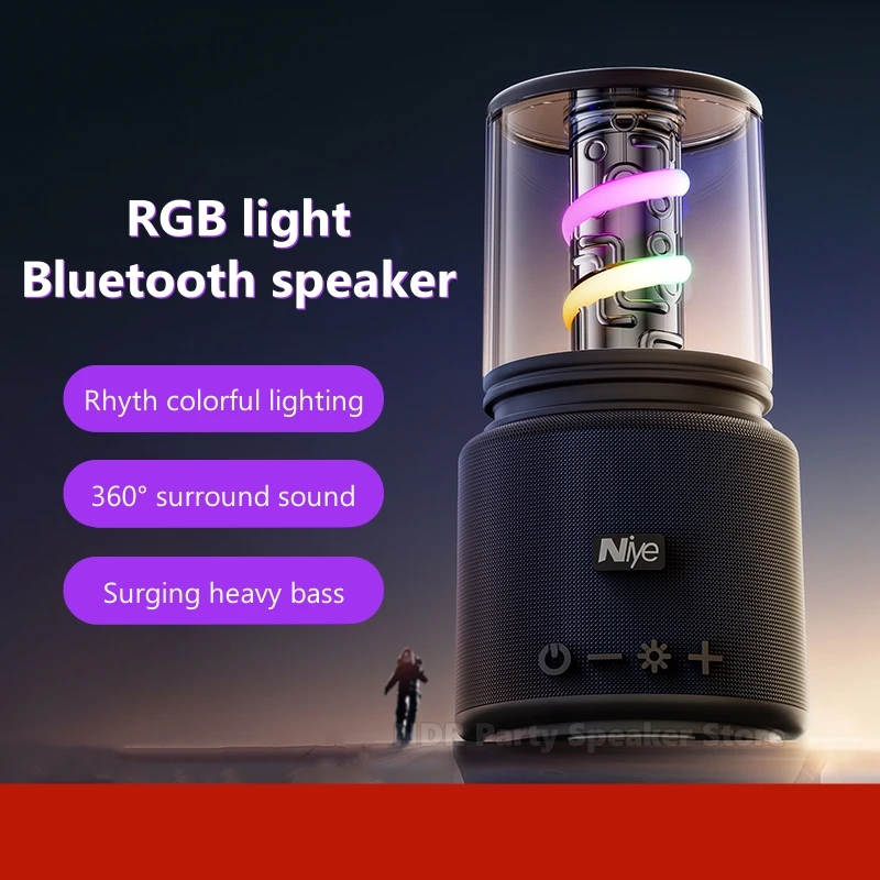 Minialtavoces portátiles BT5.3, inalámbricos por Bluetooth, RGB, con sonido estéreo, soporte para graves, tarjeta TF/Aux/reproducción USB, Caixa De Som