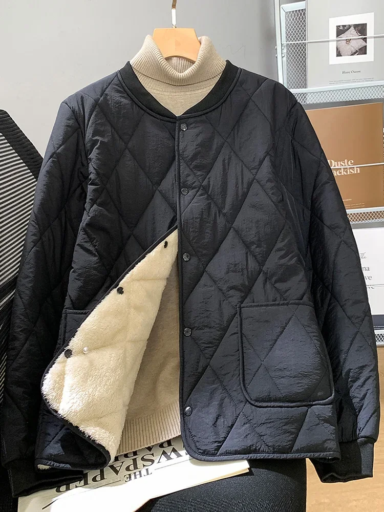 Men's Thickened Fleece Lined Stand Collar Cotton Jacket Inner Wear Short Coat Warm School Uniform Essential Youth Fashion