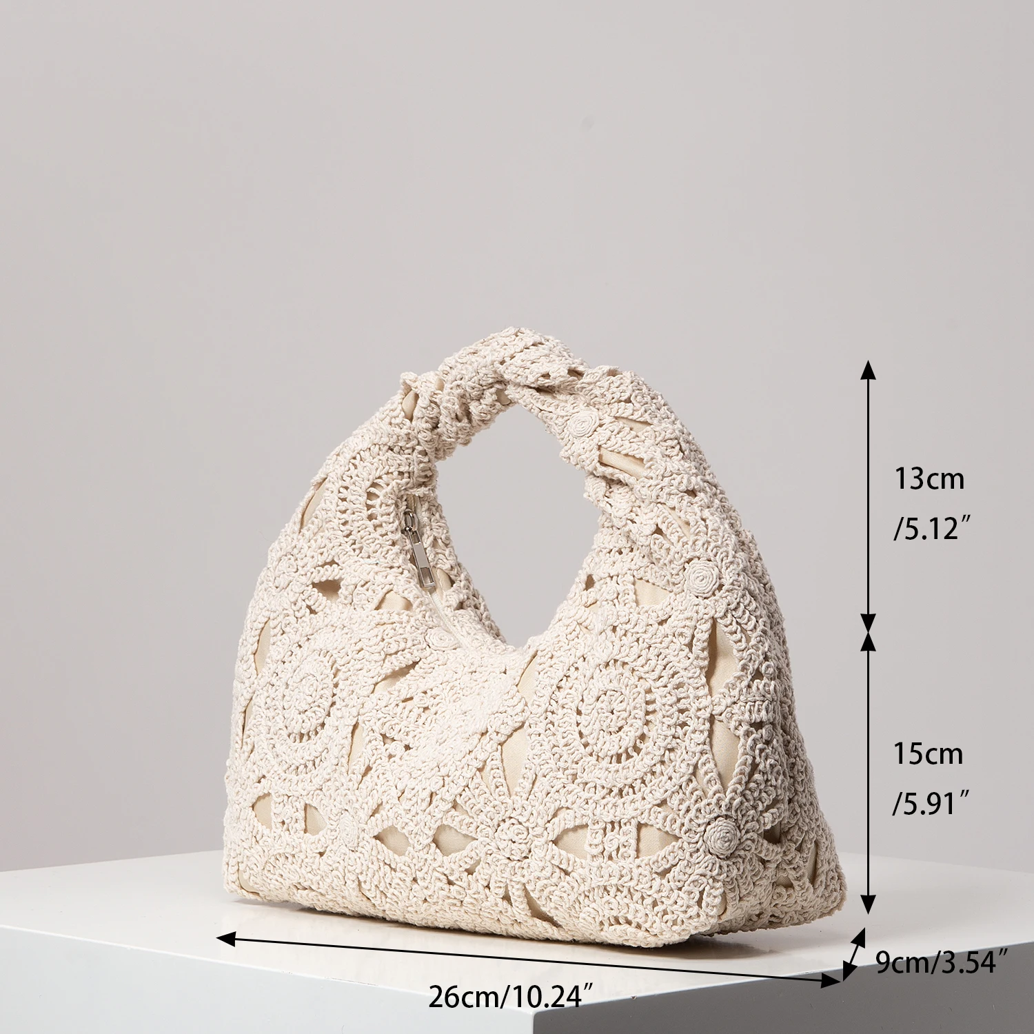 Pattern Hollow Woven Handbag，Bohemia Beach Bags for Women，Crochet Set，Beach Accessories Women，Travel Must Haves（Random Pattern） image 6