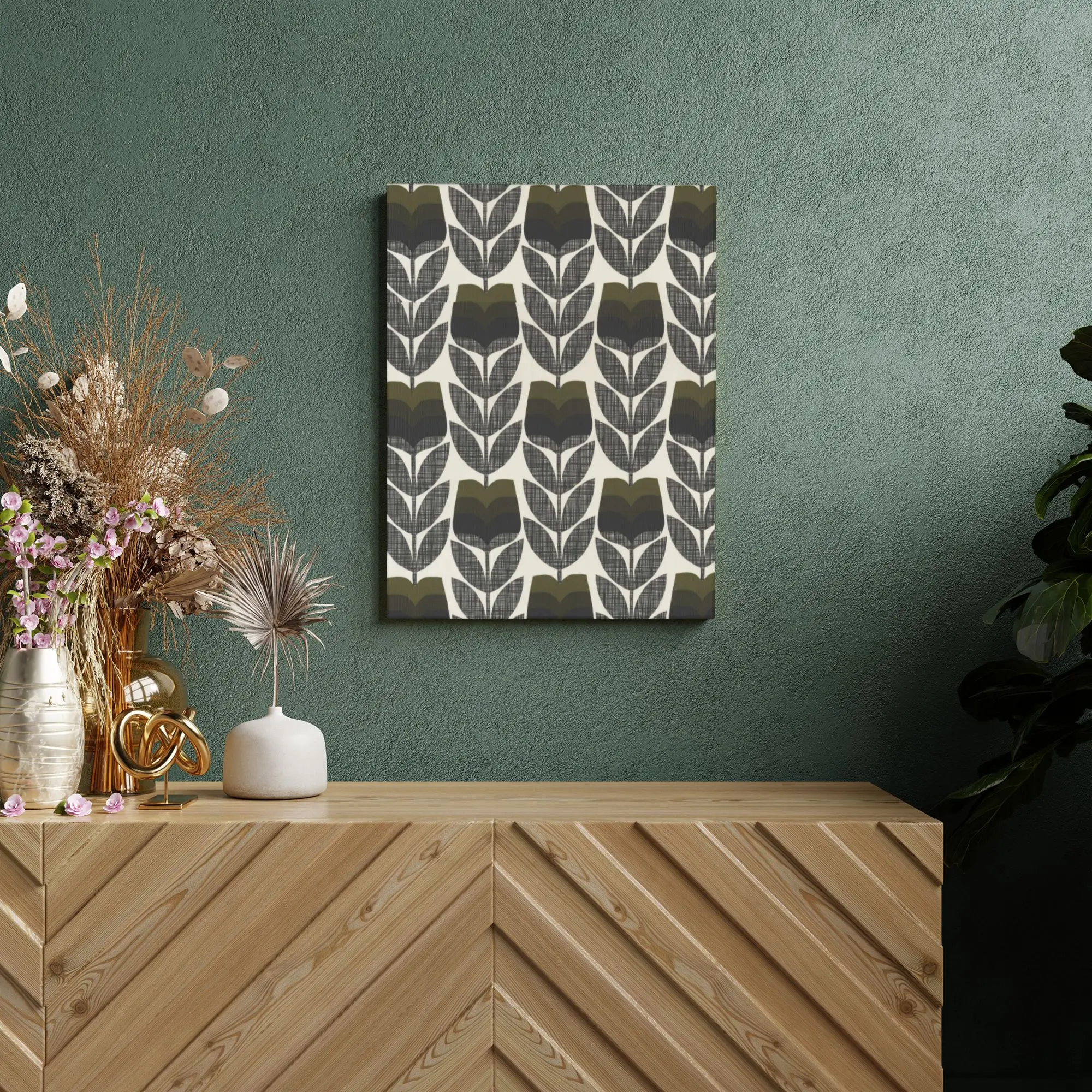 Art Unframed Hanging Picture Floral Scandi Retro Modern Aesthetic Artwork Kiely Orla Multi Stem Scandinavian 12x16inch