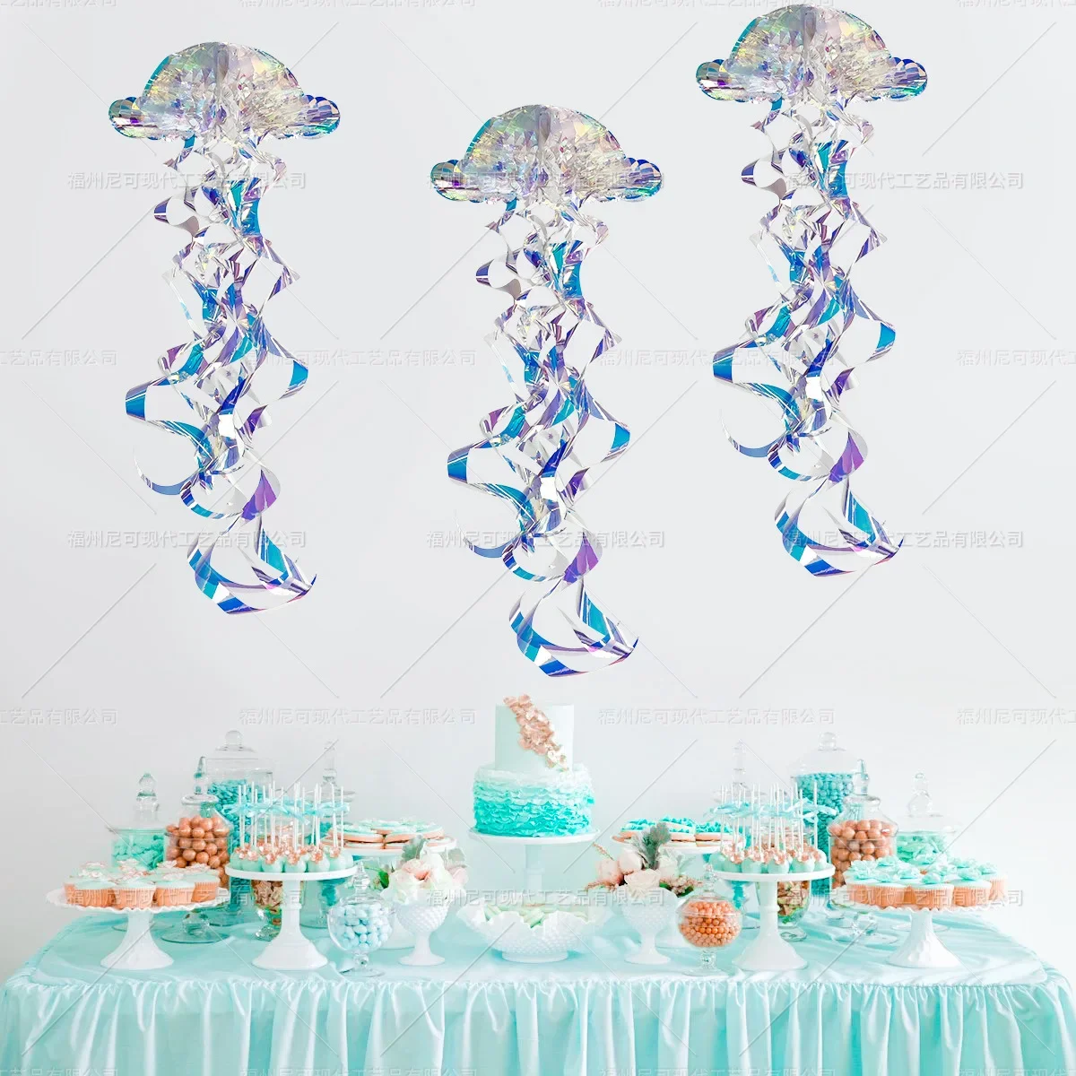 Sparkling Jellyfish Honeycomb Sea Animals Party Decors Flashing Jellyfish Pendants Kids Girls Happy Ocean Birthday Party Decor