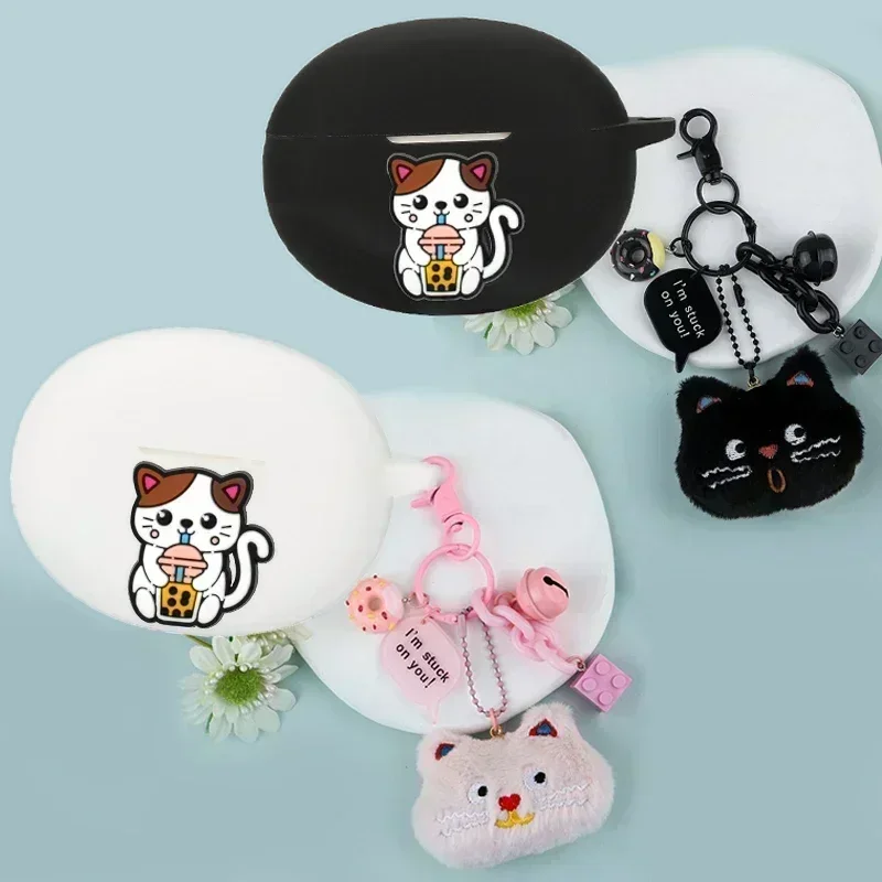 For QCY MeloBuds Pro / AilyBuds Pro/ HT10/ HT08A /AilyBuds Lite T29 Case cute cat Silicone Wireless Bluetooth Earphones Cover