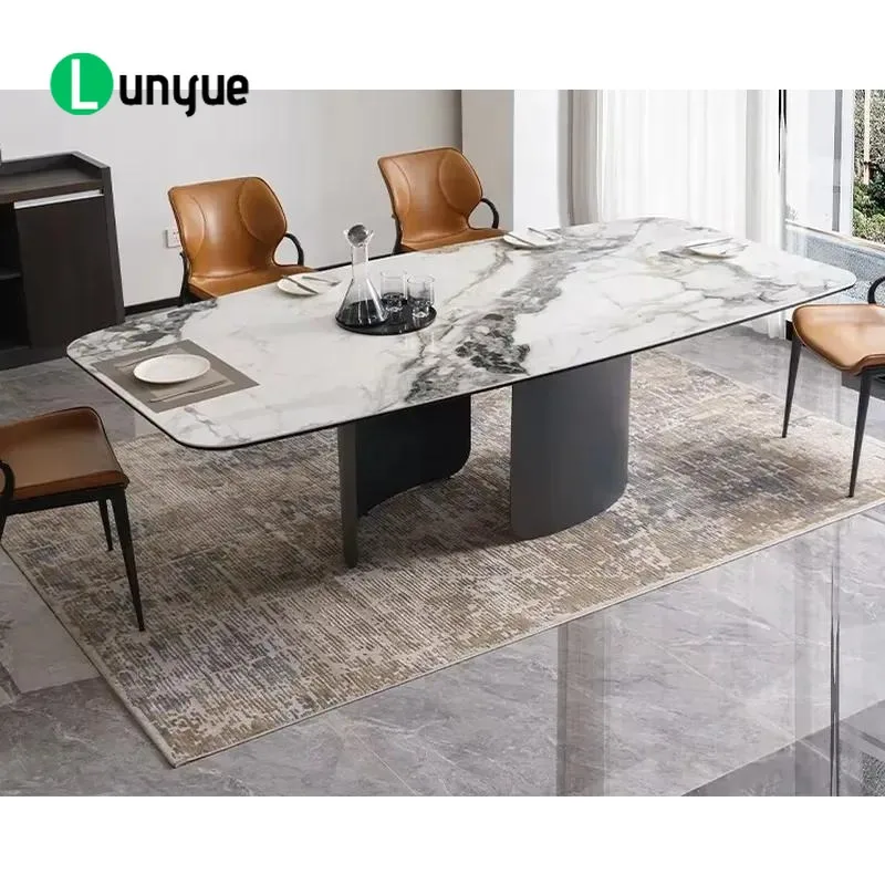 Premium Sintered Stone Dining Coffee Table Set Irregular Shape Metal Base For Home Hotel Lobby Furniture Modern