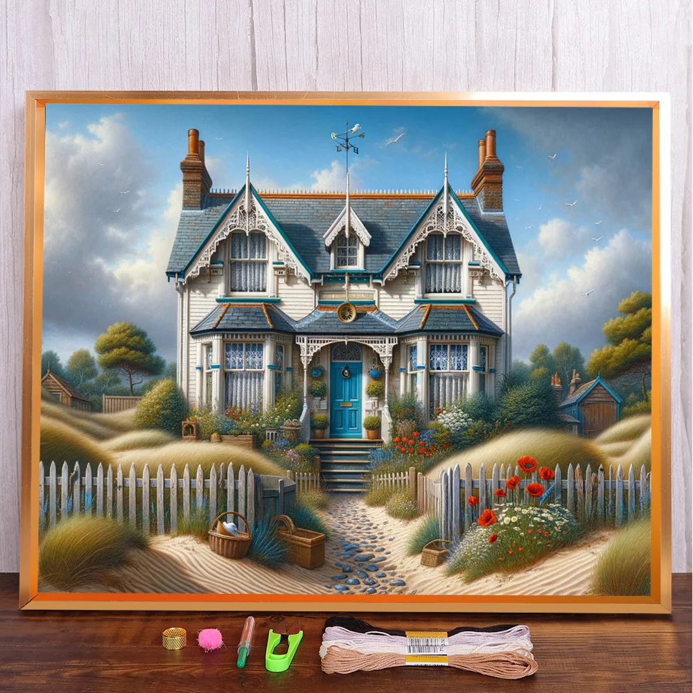 Scenery Villa Manor Cross-Stitch Embroidery Complete Kit Sewing Needlework Handmade Knitting Promotions Room Decor Different