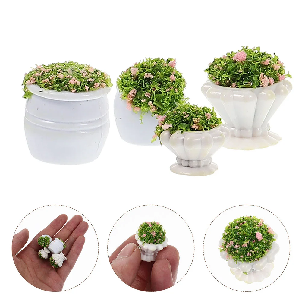 8 Pcs Mini Planter Vase Toy Table Model Decor Architectural Landscape Accessory Artificial