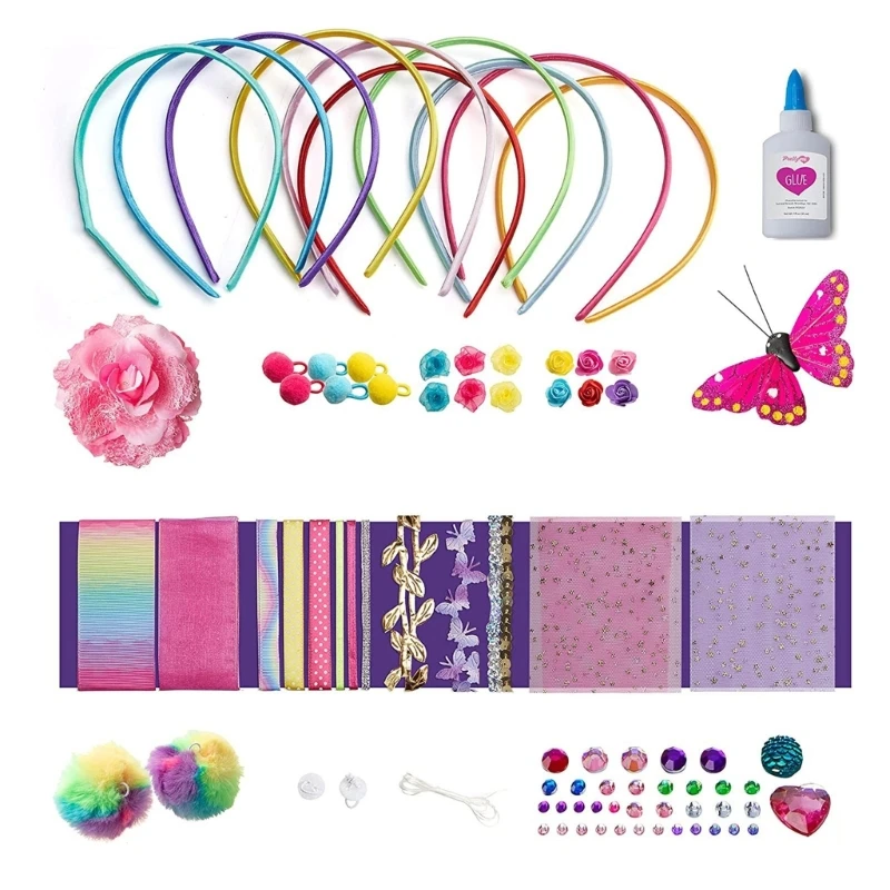 

Children's DIY Hairband Craft Set Multiple Combinations Flowers Hair Accessories