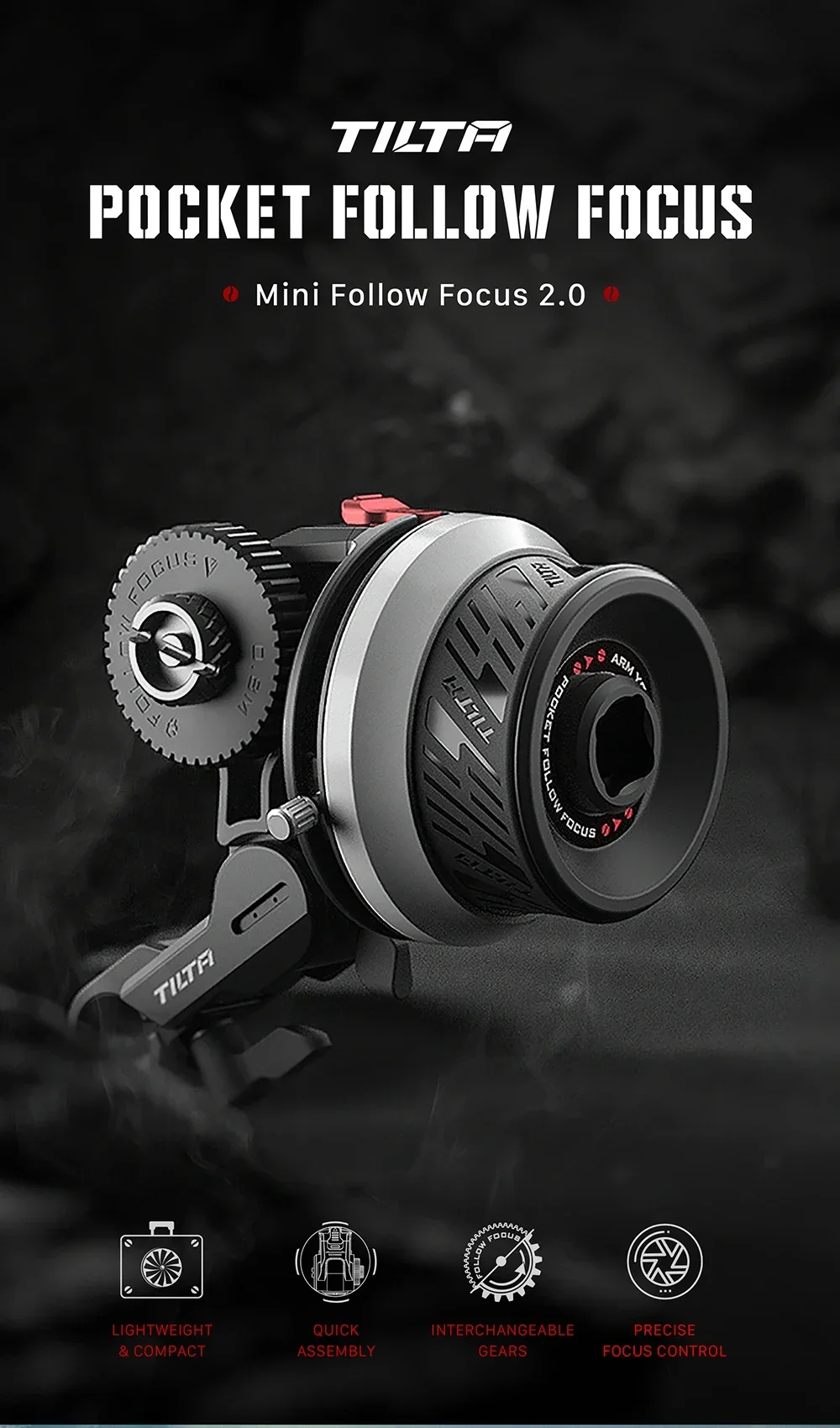 TILTA FF-T07 Mini Pocket Follow Focus 2.0 Zoom Control System for DSLR Sony A7M4 A7S3 FX3 FX30 C70 R5C GH6 BMPCC 46K Camera Cage