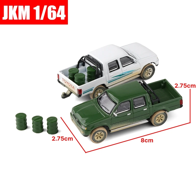 Camion l\'inventaire Toyota Hilux 514 up JKM 1/64, modèle haut de gamme, roues libres, alliage métallique moulé sous pression, collection de cadeaux,