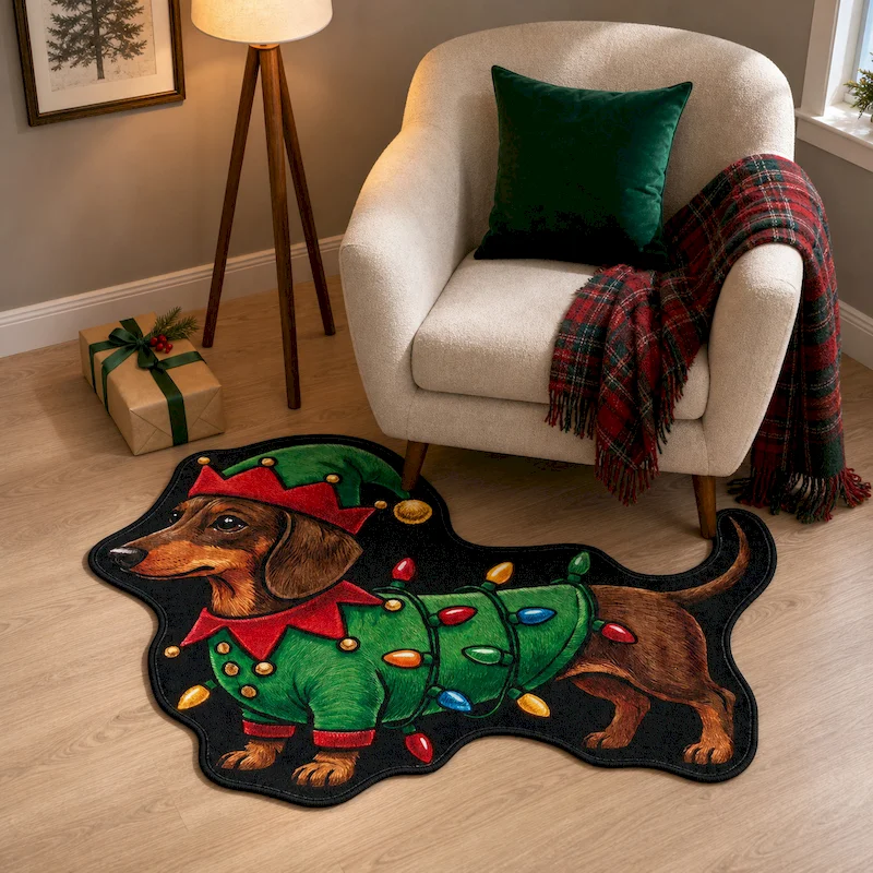 VIKAMA Creative Sausage Dog Christmas Lantern Alien Carpet Soft Plush Anti Slip Carpet Entrance Home Decoration