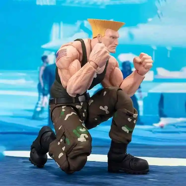 

Bandai натуральная оригинальная S.H.Figuarts Street Fighter Guile, экшн-фигурка, ПВХ, 16 см, Коллекционная фигурка, игрушка, серия аниме