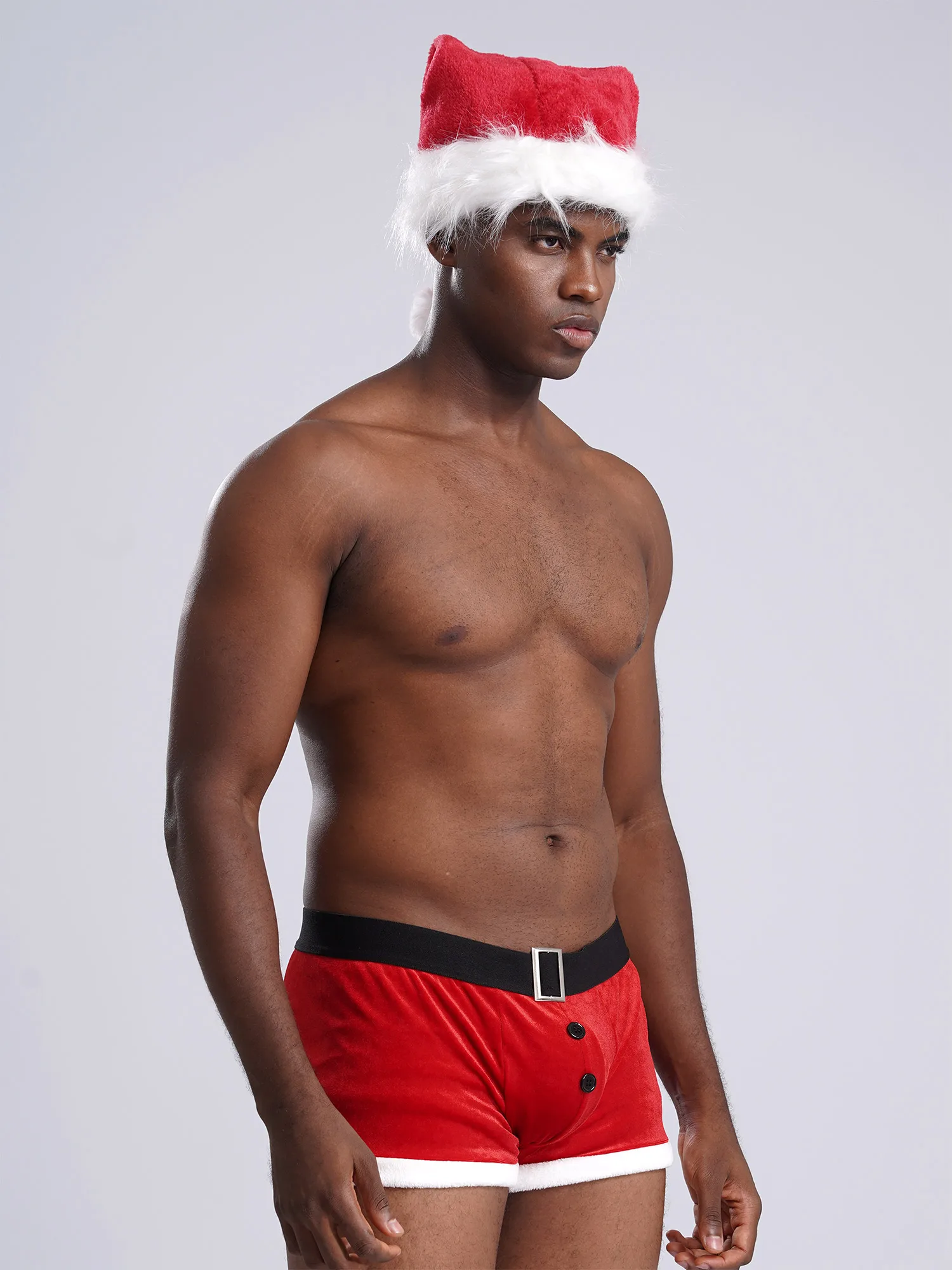 Ensemble de sous-vêtements en velours de Noël pour hommes, costume de cosplay du père Noël, discothèque, bar, pôle, spectacle de danse, habillage carnvial de performance