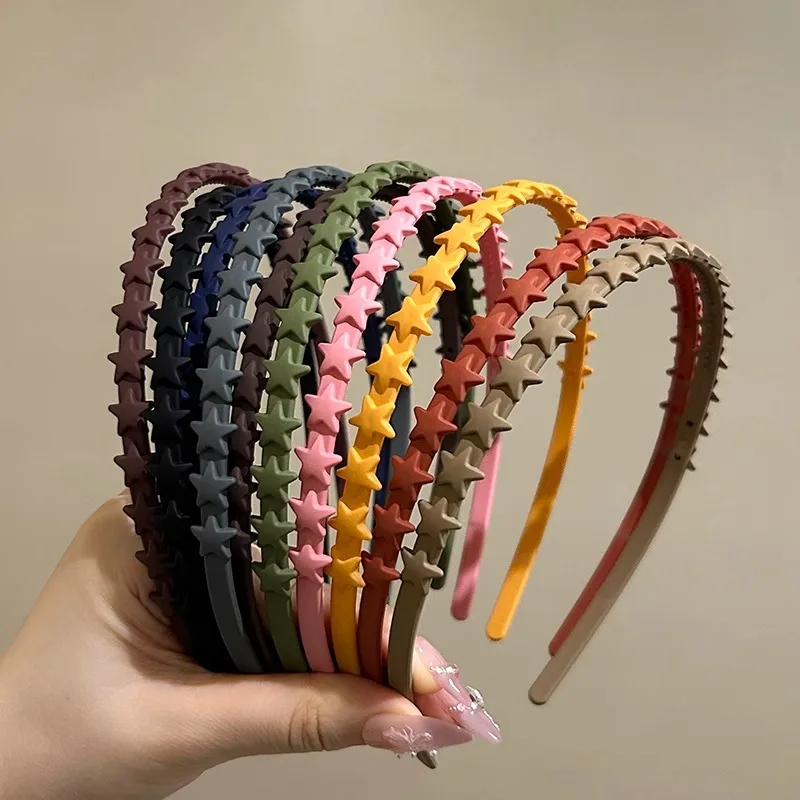 

3pc High Quality Frosted Vintage Solid Color Star Hairband for Women Girls Korean Retro Headband Hair Bands Accessories